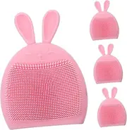 DECORNIJIA 4Pcs Silicone Facial Cleansing Brush Gentle Exfoliating Tool for Deep Cleaning for Skincare Routine for All Skin Types Stylish Rabbit Ear Design Soft