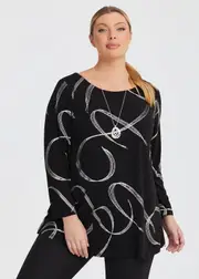 [TS] Taking Shape Foil Atlas Tunic Size 10 in Print - Plus Size Women's Tops & T Shirts Print