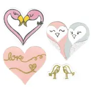 Sizzix Framelits Die Set 8PK w/Stamps - BIRD LOVE Wedding Valentines Day 15 PCS
