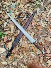 Handmade Carbon Steel Full Tang Sword 30 Inch Blade With Leather Sheath