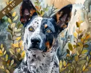 Australian Cattle Dog watercolor painting by a serene ga 8x10 Print