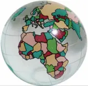 60mm World Map Earth Globe Marble w Colored Land Masses & Glass Stand 2.3" Orb