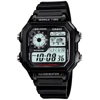 在飛比找Yahoo奇摩購物中心優惠-CASIO 世界地圖十年電力數位錶(AE-1200WH-1A