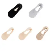 ANYSOX 5 Pairs Size 5-9 Fashion Socks Lace Flower Style Breathable Antiskid Invisible Ankle Socks for Women (1 Black, 1 Grey, 2 Skin, 1 Khaki)