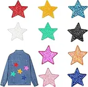 Sequin Star Iron-on Patch - 10Pcs Shiny Embroidered Patches for Clothing, Crystal Stars, Large