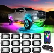 MICTUNING C2 Max RGB+IC Chasing Color LED Rock Lights 12 Pods Underglow Lighting