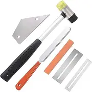 TIMESETL 6 Pack Guitar Luthier Tool Kit Include Guitar Fret Crowning File, Double Headed Guitar Bass Fret Wire Rubber Hammer, Stainless Steel Fret Rocker, 2 Fingerboard Guards Protectors and Grinding