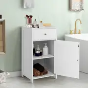 Giantex Bathroom Storage Cabinet Toilet Cupboard Bedside Table w/Adjustable Shelf & Drawer White