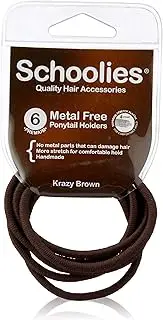 [Schoolies] Hair Accessories Metal Free Ponytail Holders 6 Pieces, Krazy Brown
