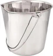 ProSelect Stainless Steel Flat Sided Pails — Durable Pails for Fences, Cages, Crates, or Kennels - 6", 2-Quart