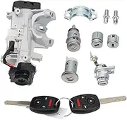 Complete Lock Set Ignition Switch Door Lock Cylinder Immobilizer 8E Chip, for Accord, 2006-2007 Car Ignition Security(Black Full Set-3 Button)