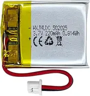 DC 3.7V 220mAh 502025 Rechargeable Lithium Polymer Battery, Suitable for DIY 3.7-5V Electronic Products with Built-in 2-Wire Battery Replacement and LED Lights