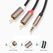 3.5mm to RCAA Cable with 3.5mm to 2RCA Plugs for Superior Music Experience