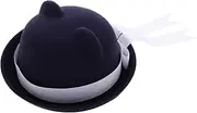 [FRCOLOR] Plaid Bow Hat Cat Ear Wool Beret School Style Ribbon Bow Beret Warm and Comfortable Dark Blue