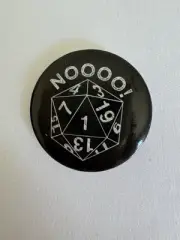 Noooo! Natural One D20 Dice Dungeons And Dragons D&D Nerd Pin New