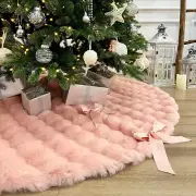 60-Inch Puff Quilt Faux Fur Christmas Tree Skirt, Soft Plush Tufted Texture with