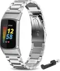 Stainless Steel Material Replacement Straps Compatible with Fitbit Charge 5/C...