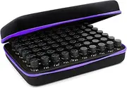 (Black+Purple) - BTSKY 70 Bottles Durable Waterproof Hard Shell EVA Large Capacity Essential Oils Handle Carrying Case Bag Nail Polish Storage Box Foam Insert Organiser Tote(Essential oil not included) (Black+Purple)