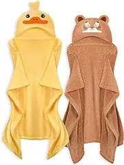 FUBANRAY Toddler Bath Towel Kids Bath Towels Baby Towels with Hood Toddler Towels for Boy Girl 0-5 Years, 2-Pack Absorbent Baby Bath Towels Hooded Kids Bath Large 50''x32''