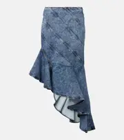 [Alaia] Alaïa Spiral asymmetric denim midi skirt AU 10 blue