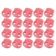 40Pcs 5mm Plastic Cord Locks Double Hole Spring Toggle Stopper, Rose Red