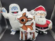 Set of 4 Santa Claus Rudolph the Red Nosed Reindeer Clarice Bumble Pillows