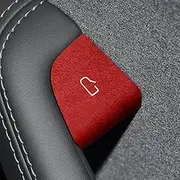 4PCS Door Open Button Stickers Compatible with Tesla Model 3 Highland 2024 Suede Sticker Wrap Decor Interior Accessories Door Lock Switch Trim Decorations Stickers (Red)