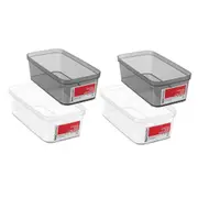 4x Boxsweden Crystal Sort Container 18cm Home Office Storage Organiser Assorted