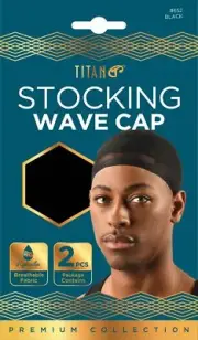 Titan Stocking Wave Cap 2pcs Black Wig Caps for Men