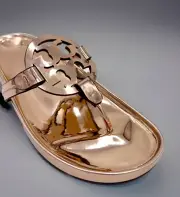 TORY BURCH MILLER CLOUD SANDAL METALLIC PU ROSE GOLD SZ US 9 NIB