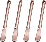 4 Pieces Zinc Alloy Makeup Spatula Eye Cream Spoon Beauty Scoop Mini Spoon Makeup Beauty Spoons Mini Cosmetic Skincare Spatula for Cream Lotions, Cylindrical Handle Type, Rose-Gold