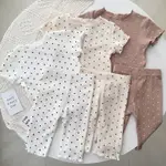 兒童棉紗睡衣寶寶夏季薄款套裝圓點洋氣兩件套家居服兒童新品*BG3-8 DDW