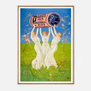Galrie Vintage Art Nouveau Poster by Dr. Williams Three Elegant Women with Pillules Ink, Wood Frame, 70 x 100cm (28 x 40inch)