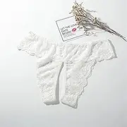 [FARZAH] Women Panties Female Underwear 3Pcs/Lot XL - 4XL Plus Size Ladies Sexy Underwear Panties Open Crotch Thong Can Be Inserted Free Take Off Briefs Transparent for Sex(White 1pc,X-Large)