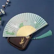 TJSCFY Chinese Style Folding Fan, Classical Hanfu Begonia Flowers Dance Fan Portable Lotus Bamboo Foldable Handheld Fan(D)
