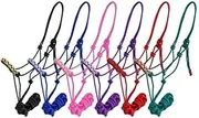 EU Equestrian Braided Nylon Cowboy Knot Rope Halter with Painted Cross & Navajo Design