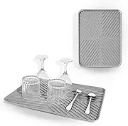 GranFore Dish Drying Mat, 41 x 31 cm, Sink Mat Made of High-Quality Plastic, Flexible and Robust, Dishwasher Safe, Effective Draining