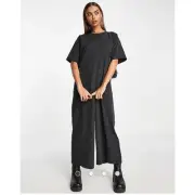New ASOS DESIGN cupro oversize t-shirt jumpsuit in black Size 10