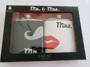 Mr. & Mrs. Flask Set for Spirits, Alcohol Drinks New