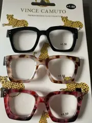 VINCE CAMUTO PREMIUM THICK 3 PK READING GLASSES COLLECTION READERS +1.50 NEW