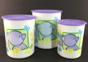 Tupperware Tiwi Bear Canisters Set of 3 ~ Purple One Touch Seals New