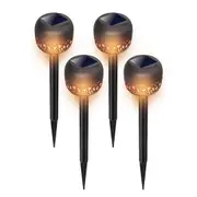 Solar Garden Lights 4Pcs Hollowed Out Solar Garden Lights Outdoor Stake Lamp IP65 Waterproof Stand Lamp