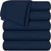 Utopia Bedding Flat Sheets - Pack of 6 - Soft Brushed Microfiber Fabric - Shrinkage & Fade Resistant Top Sheets - Easy Care (Twin, Navy)