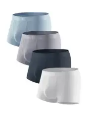 Mens Underwear Modal Boxer Briefs Small Blue/Grey/Dark Gray/Silver（4 Pack）