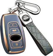 ontto Car Key fob Cover fit for Subaru Forester Impreza Outback WRX BRZ XV Crosstrek Ascent 2014-2022 Key case TPU Key Holder Keyring Key Shell Keychain Protective Accessories 4 Buttons Gray