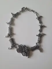 Silver Finish Metal Chain Boot Western Shoe Bracelet Cowboy Boots Charm