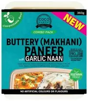 Coco Earth Buttery Paneer Makhani with Garlic Naan Ready Meal 360g