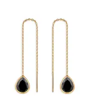 Ettika Barely There Teardrop Threader Earrings in 18K Gold Plated