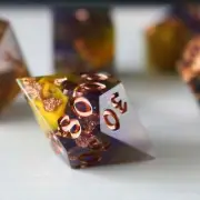 Purple And Gold Handmade Resin (And Box) DND Dice Set