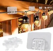 100 Pcs Outdoor Light Hanging Hooks with Adhesive Strips, Clips for String Lights